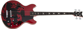 Schecter DIAMOND SERIES Simon Gallup Corsair Red 4-String Electric Bass Guitar